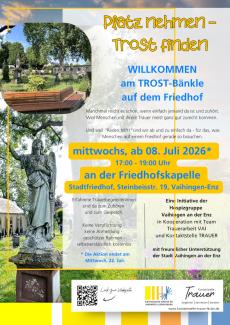 Plakat zur Veranstaltung Platz nehmen - Trost spenden am 8.Juli 2026